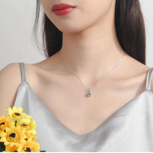 Platonic Round Radiant Moissanite Stud Pendant and Earrings for Women & Girls