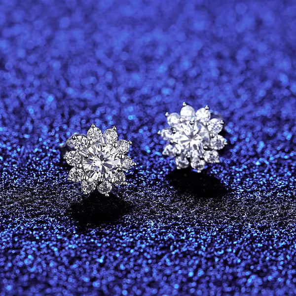 PlatonicSparkle Round Silver Moissanite Pendant and Earrings