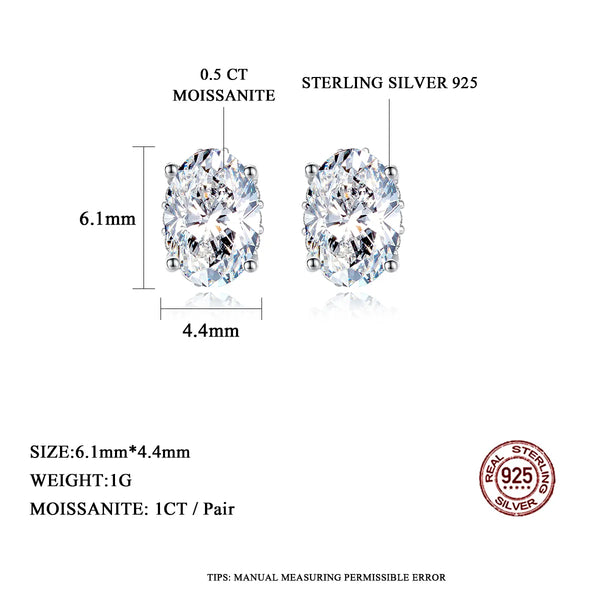 Platonic 1 ct Dazzling Dewdrops Silver Moissanite Studs; GRA Certified