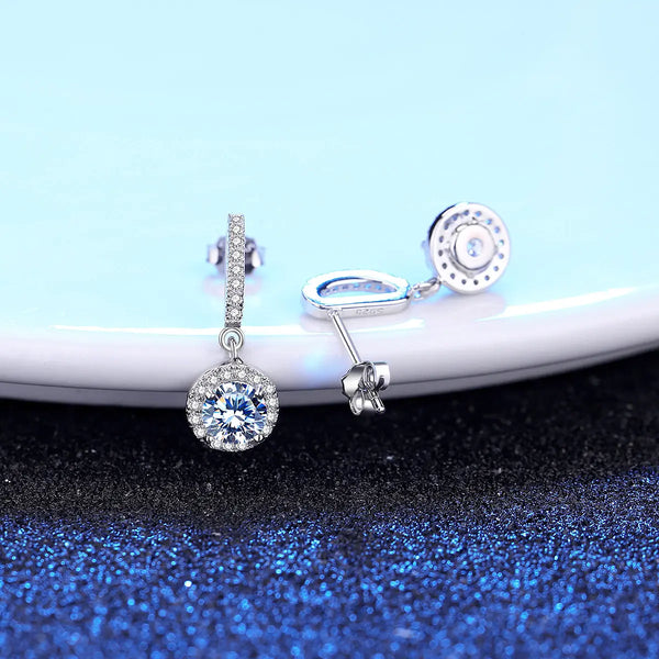 Platonic 1 ct Twinkle Drop Dangles Moissanite Earrings; GRA certified; S925 Sterling Silver