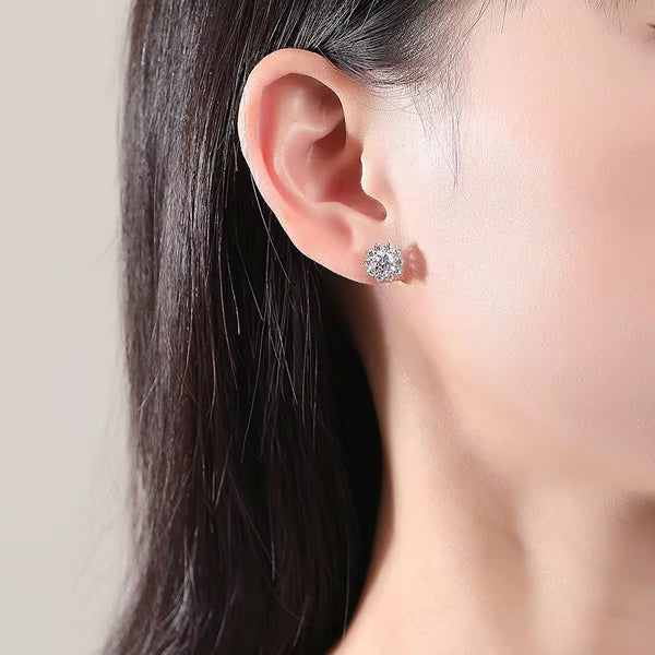 PlatonicSparkle Round Silver Moissanite Pendant and Earrings