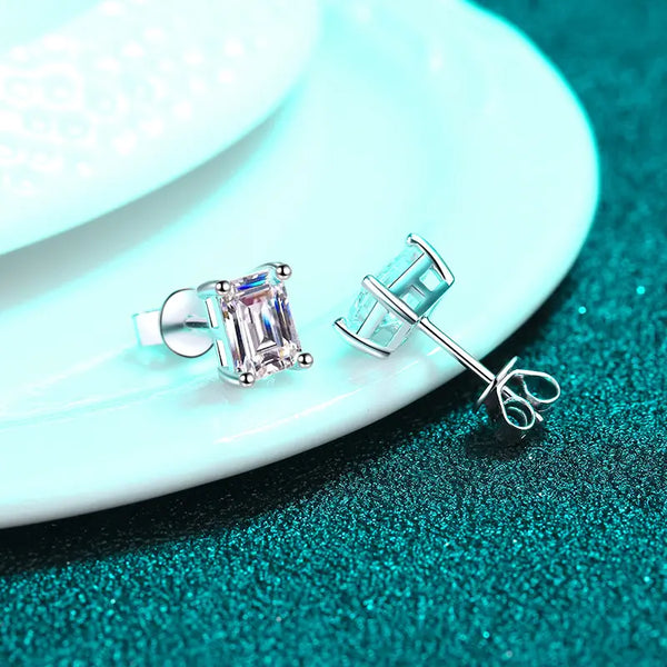 Platonic 1 - 4 ct Emerald Whisper Moissanite Stud Earrings