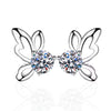 Platonic 1 ct / pair Butterfly Moissanite Earrings GRA Certified D VVS1; Round Cut; Sterling Silver
