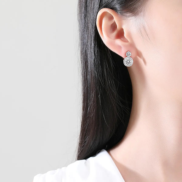 Platonic 3 ct Round Moissanite Drop Studs