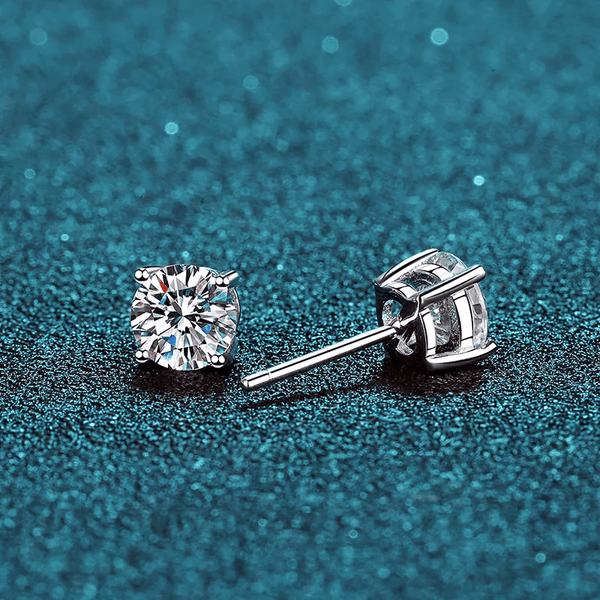 Platonic 0.5 - 2 ct Single Piece Sparkle Whirl Sterling Silver Moissanite Stud Earrings for Men; GRA Certified; D VVS1; Push Back