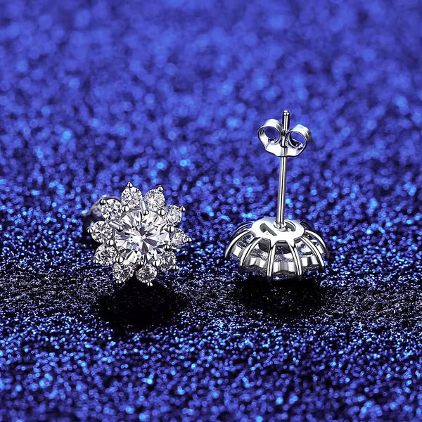 PlatonicSparkle Round Silver Moissanite Pendant and Earrings