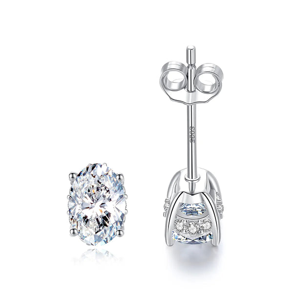 Platonic 1 ct Dazzling Dewdrops Silver Moissanite Studs; GRA Certified
