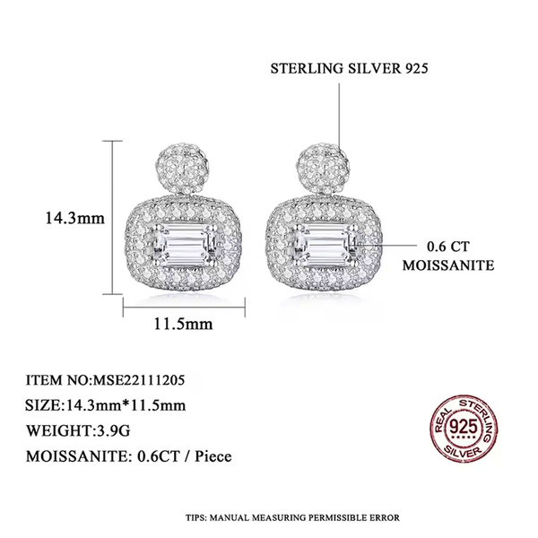 Platonic 1.2 ct Radiant Emerald Cut Moissanite Earrings
