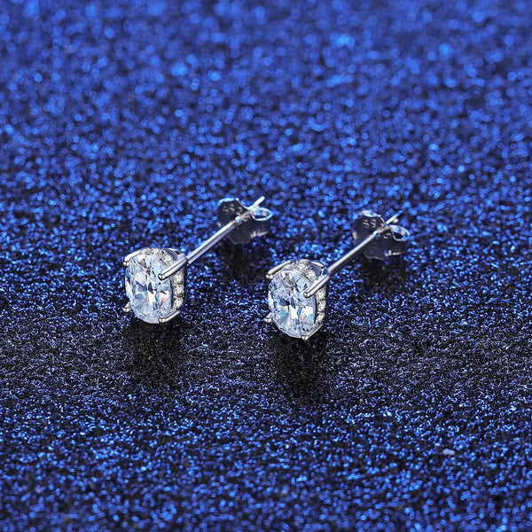 Platonic 1 ct Dazzling Dewdrops Silver Moissanite Studs; GRA Certified