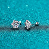 Platonic 1 - 4 ct/pair Round Radiant Sterling Silver Moissanite Stud Earrings; GRA Certified
