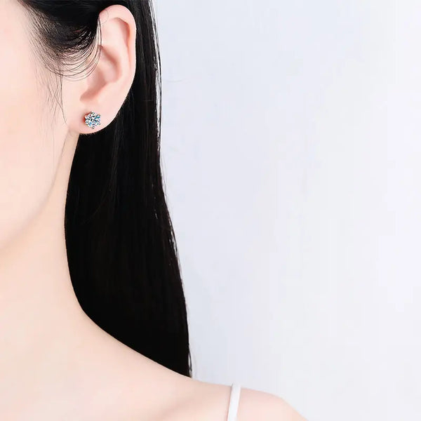 Platonic 0.6 - 4 ct Sparklit Sparks Round Moissanite Stud Earrings