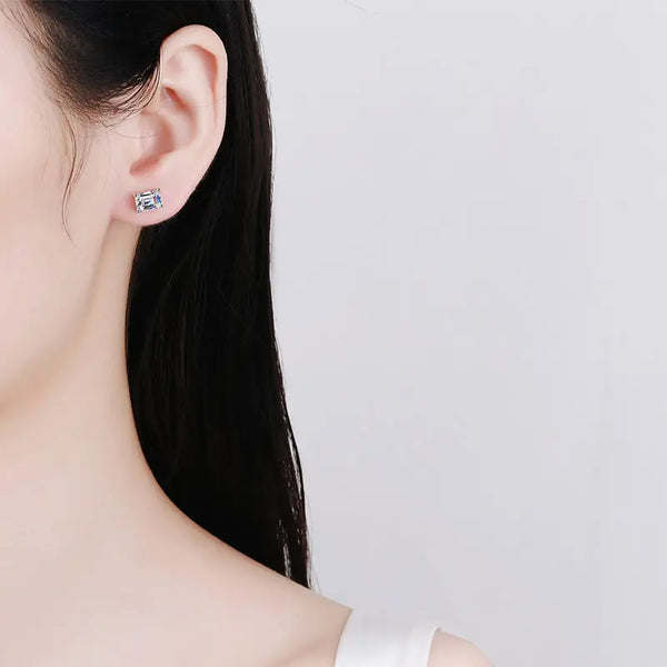 Platonic 1 - 4 ct Emerald Whisper Moissanite Stud Earrings
