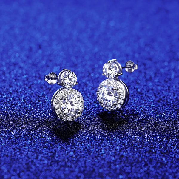Platonic 3 ct Round Moissanite Drop Studs