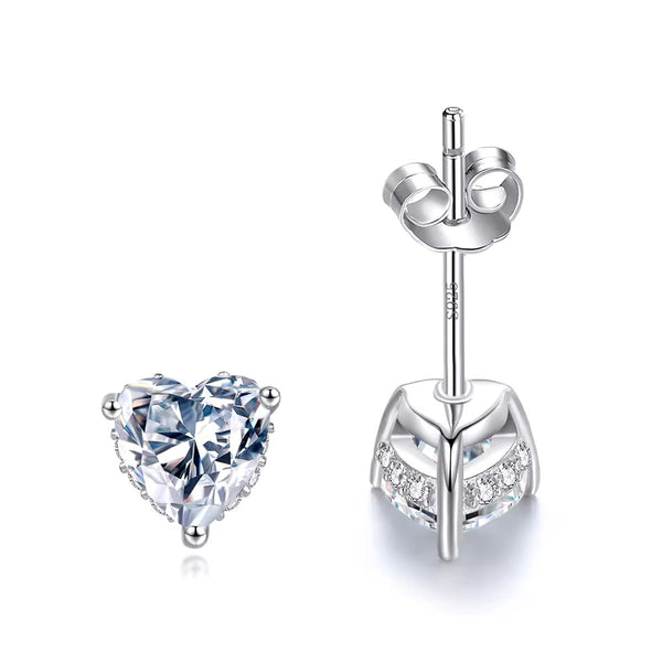 Platonic 1 ct Heart Spark Moissanite Stud Earrings D/VVS1