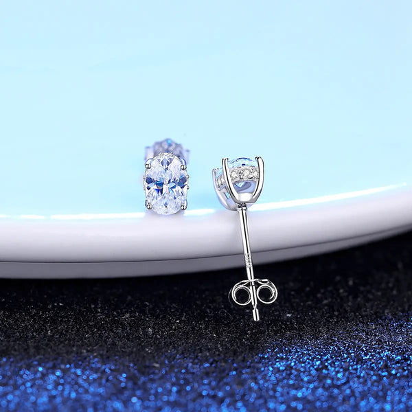 Platonic 1 ct Dazzling Dewdrops Silver Moissanite Studs; GRA Certified