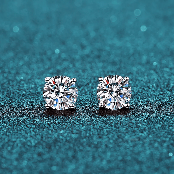 Platonic 0.5 - 2 ct Single Piece Sparkle Whirl Sterling Silver Moissanite Stud Earrings for Men; GRA Certified; D VVS1; Push Back