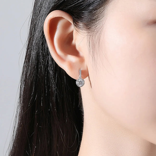 Platonic 1 ct Round Stardust Halo Moissanite Earrings