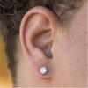 Platonic 0.5 - 2 ct Single Piece Sparkle Whirl Sterling Silver Moissanite Stud Earrings for Men; GRA Certified; D VVS1; Push Back