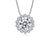 Platonic 1 ct Moissanite Halo Pendant Necklace;Sterling Silver 925; D VVS1