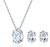 Platonic GRA Certified Sparkle Oval Cut Silver 1.2 ct Moissanite Pendant Set with 1 ct Earrings