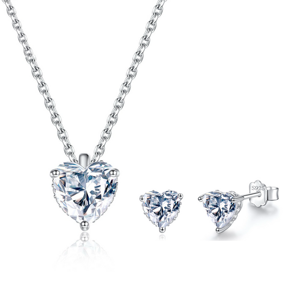 Platonic Heart of Radiance Moissanite Pendant Set with Earrings