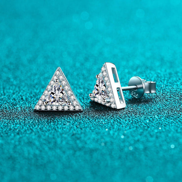 Platonic 1ct / pair Trisparkle Radiance Moissanite Stud Earrings; GRA Certified; D VVS1