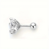Platonic 0.5 - 1 ct Single Piece Round Radiant Sterling Silver Moissanite Stud Earrings for Men; GRA Certified; D VVS1; Screw Back