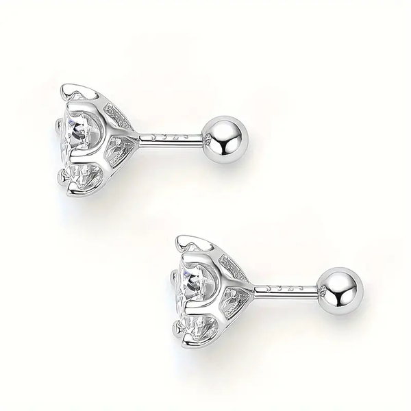 Platonic 1 - 4 ct/pair Round Radiant Sterling Silver Moissanite Stud Earrings; GRA Certified
