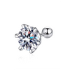 Platonic 0.5 - 1 ct Single Piece Round Radiant Sterling Silver Moissanite Stud Earrings for Men; GRA Certified; D VVS1; Screw Back
