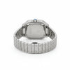 Back view of a Platonic AUREVIAN luxury square wristwatch with an iced-out stainless steel case and pavé bracelet.