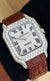 Aurevian Luxury Moissanite Automatic Watch – Iced-Out Diamond Case with Premium Brown Leather Strap