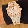 AUREVIAN Fully Bustdown Moissanite Automatic Luxury Watch – Rose Gold