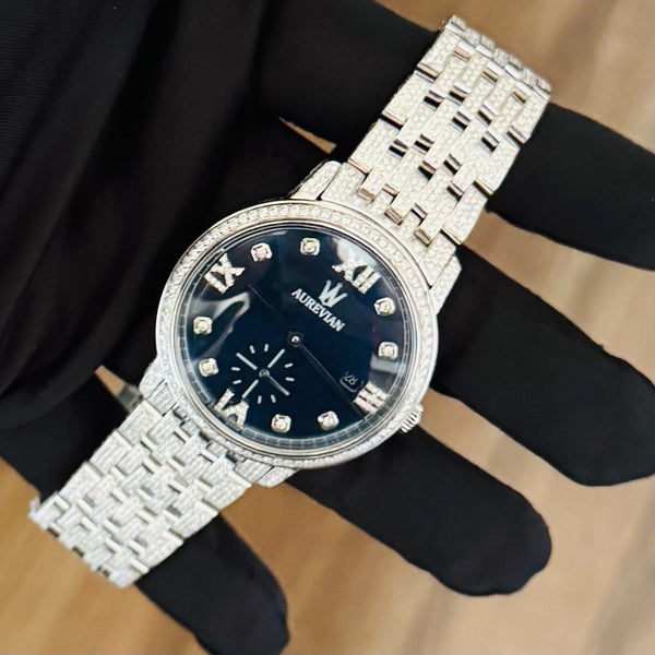 AUREVIAN Fully Iced-Out VVS1 D Color Moissanite Luxury Automatic Watch