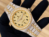 AUREVIAN Luxury Fully Iced-Out Automatic Men’s Watch – Gold & Silver Moissanite Finish