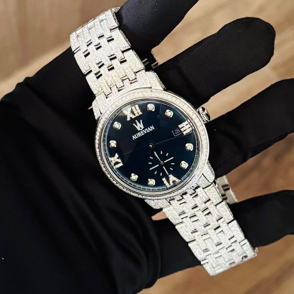 AUREVIAN Fully Iced-Out VVS1 D Color Moissanite Luxury Automatic Watch