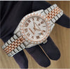 AUREVIAN Rose Gold & Silver Diamond-Style Luxury Automatic Watch for men