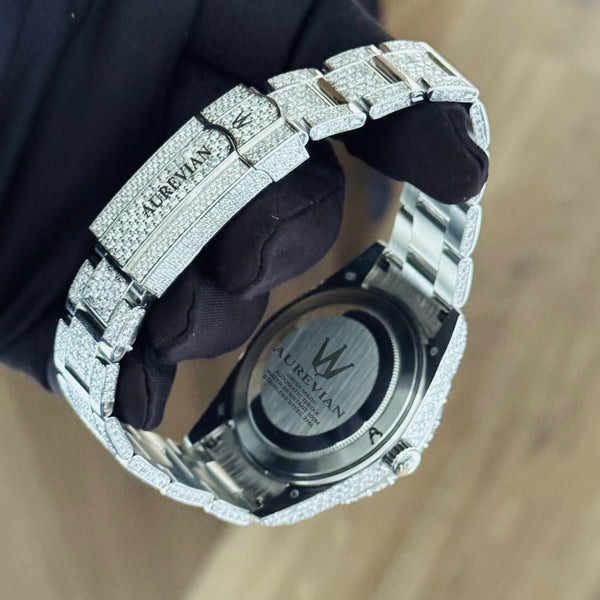 AUREVIAN Luxury Iced-Out Moissanite Automatic Watch – VVS1 D Color