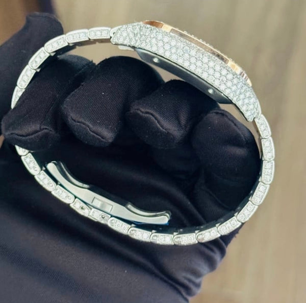 AUREVIAN Iced Out Automatic Watch – Rose Gold Diamond Luxury Watch Product
