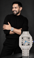 Luxury Silver Iced-Out Skeleton Automatic Men’s Watch – Blue Hands & Full Diamond-Style Bracelet