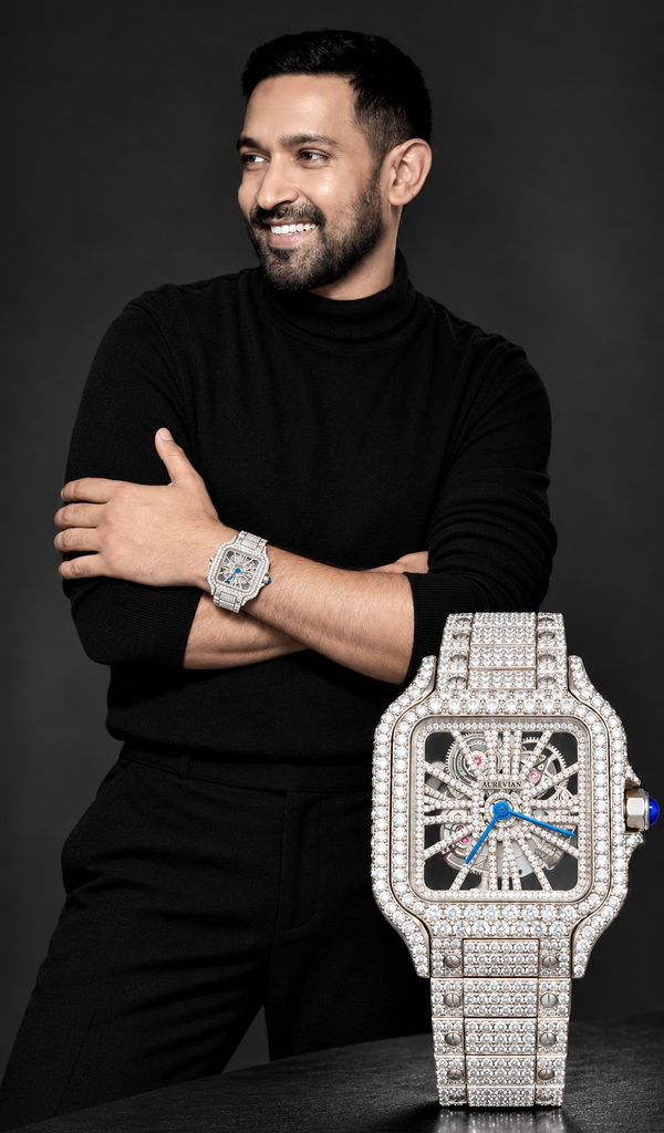 Luxury Silver Iced-Out Skeleton Automatic Men’s Watch – Blue Hands & Full Diamond-Style Bracelet