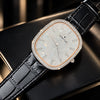 AUREVIAN Oval Pavé Diamond Watch — VVS1 D Color Moissanite | Black Crocodile Leather Strap | Luxury Edition