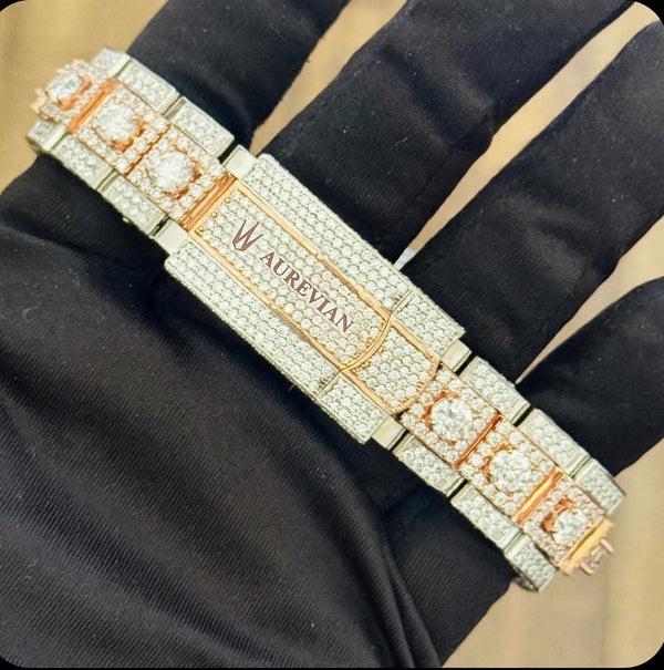 AUREVIAN Red Dial Fully Iced-Out Automatic Moissanite Luxury Watch