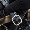 AUREVIAN Oval Pavé Diamond Watch — VVS1 D Color Moissanite | Black Crocodile Leather Strap | Luxury Edition
