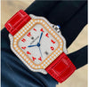 Aurevian Luxury Red Moissanite Watch – Iced-Out Automatic Timepiece