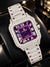 AUREVIAN Bustdown Automatic Men's Watch - Fully Iced Out Moissanite Purple Dial Handmade Luxury Watch